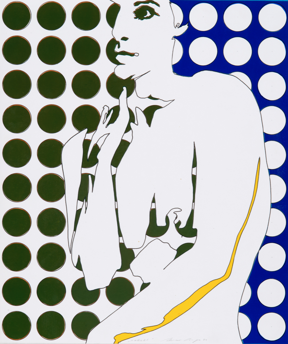 Werner Berges, <i>Halbakt</i>, 1972, mixed media on cardboard, 19 3/4 x 16 1/2 in (50 x 42 cm)