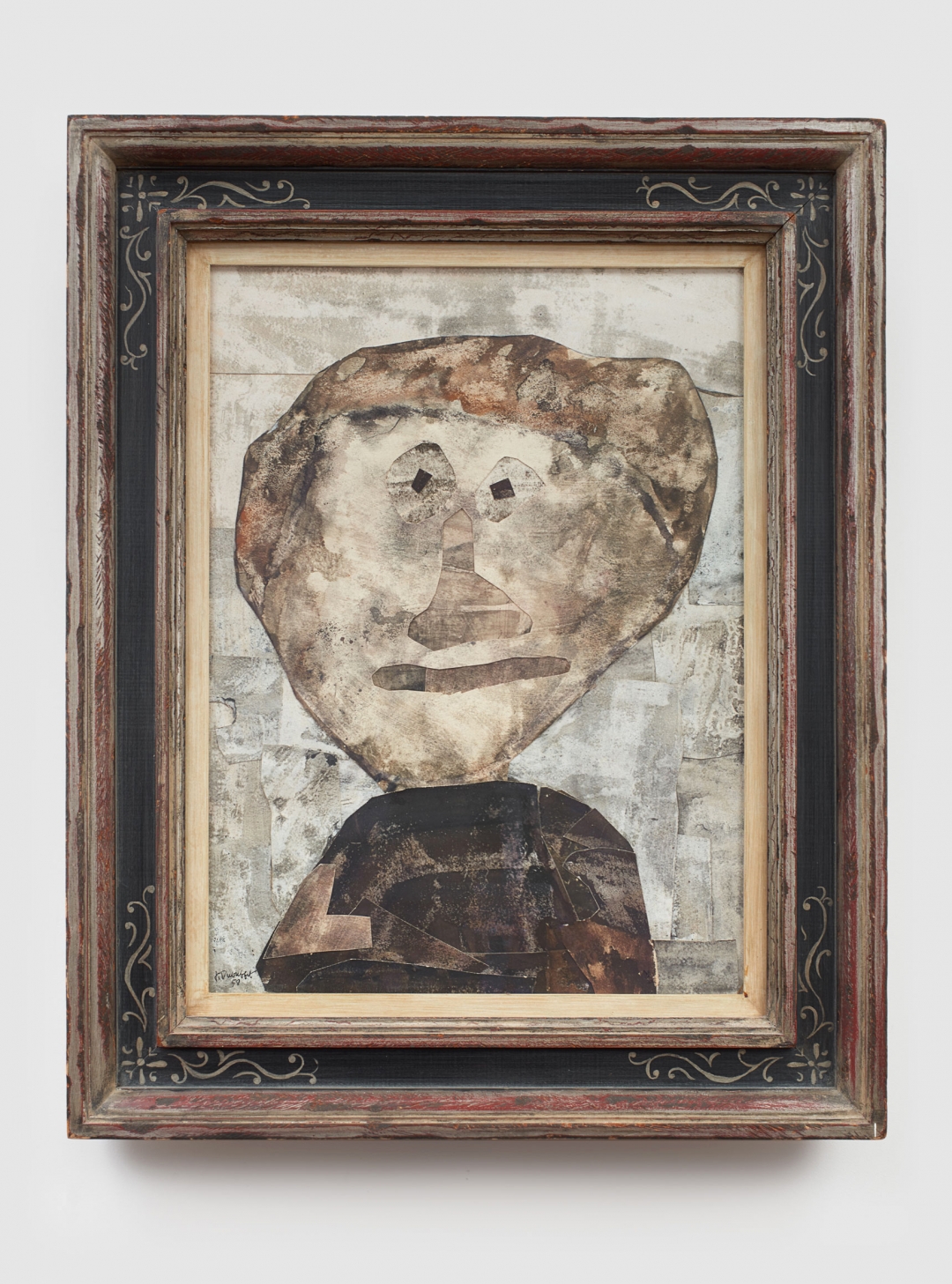 Jean Dubuffet, <i>Portrait d’Homme</i>, 1958, Collage mounted on board, 54.61h x 41.91w cm / 21.50h x 16.50w in