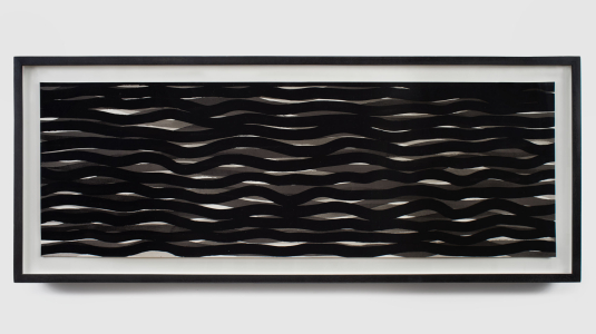 Sol LeWitt, <i>Untitled (Gray, White and Black Wavy Lines)</i>, 2004, Gouache on paper, 14.76 x 44.21 in/ 37.50 x 112.30 cm
