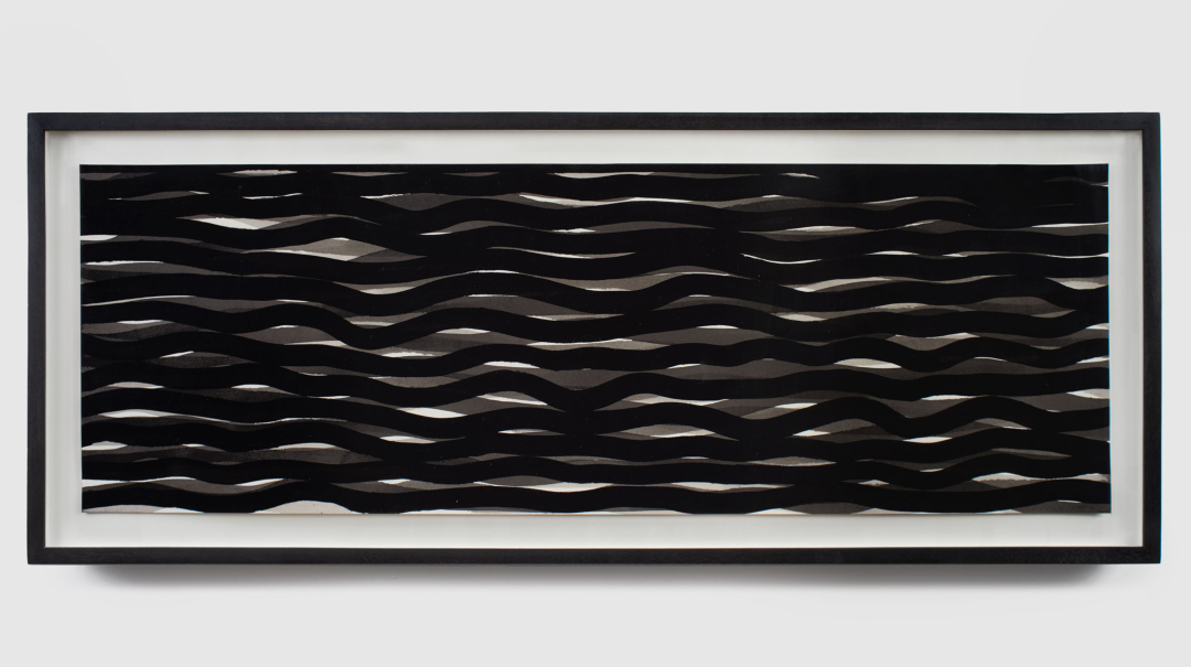 Sol LeWitt, <i>Untitled (Gray, White and Black Wavy Lines)</i>, 2004, Gouache on paper, 14.76 x 44.21 in/ 37.50 x 112.30 cm