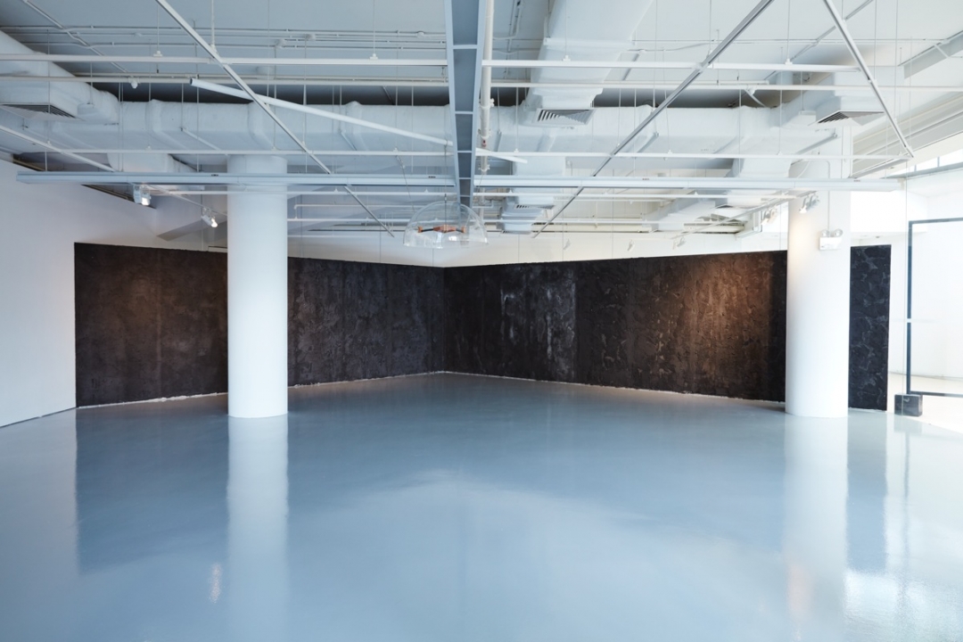 Boedi Widjaja, <i>Black—Hut</i>, 2016, Steel, wood, calcium silicate panels, pigment, concrete, mica, salt; accompanied by sound installation, dimensions variable