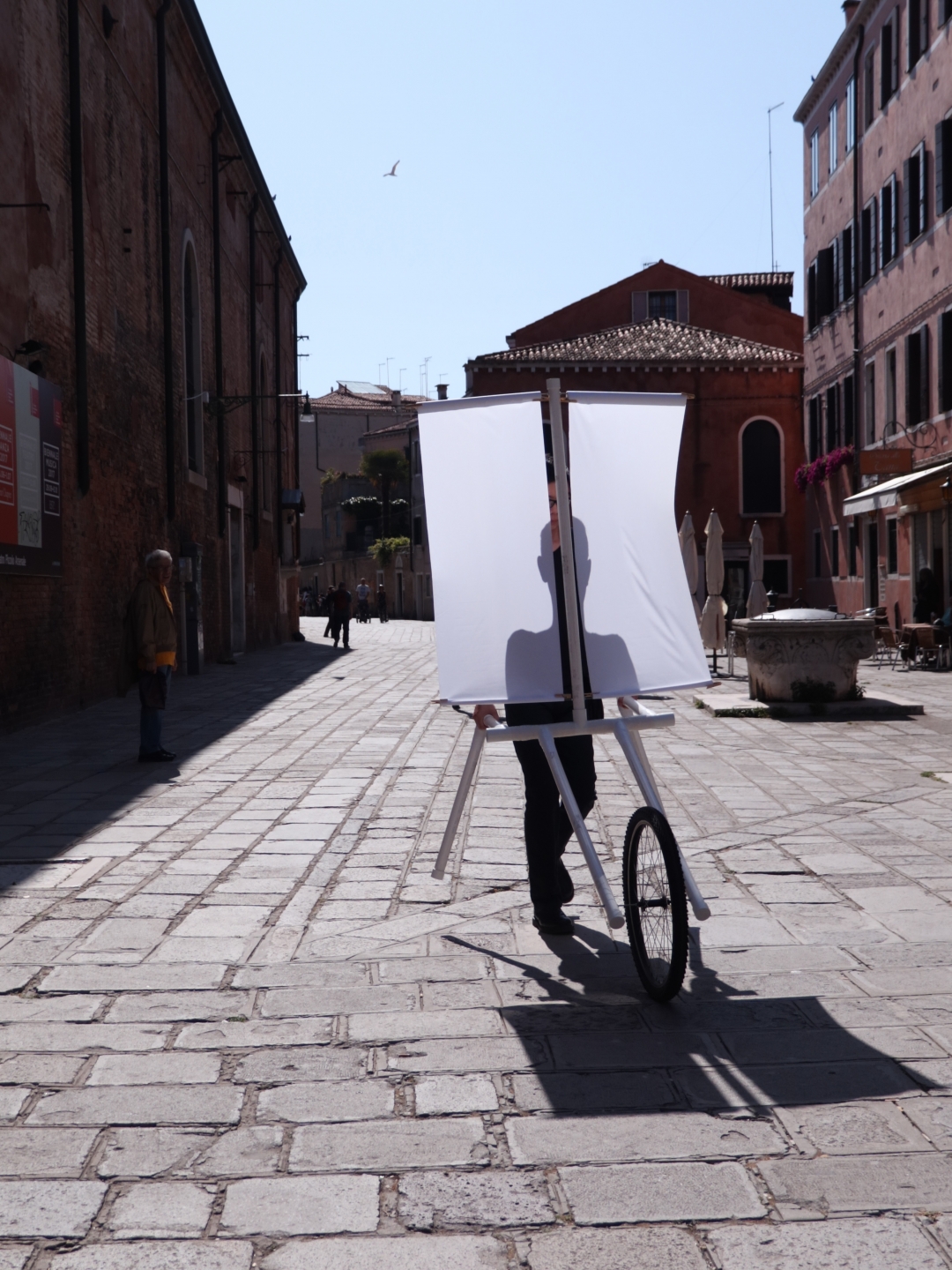 Boedi Widjaja, <i>PATH. 8, INVISIBLE CITIES 。 云海游</i>, 2016, Live art, performed at the 57th Venice Biennale, with 'sail carriage' and artist-made graphite frottages, dimensions variable