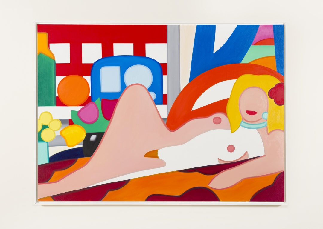 Tom Wesselmann, <i>Sunset Nude with Wesselmann Still Life</i>, 2004, Oil on canvas, 56h x 77w in (142.24h x 195.58w cm)