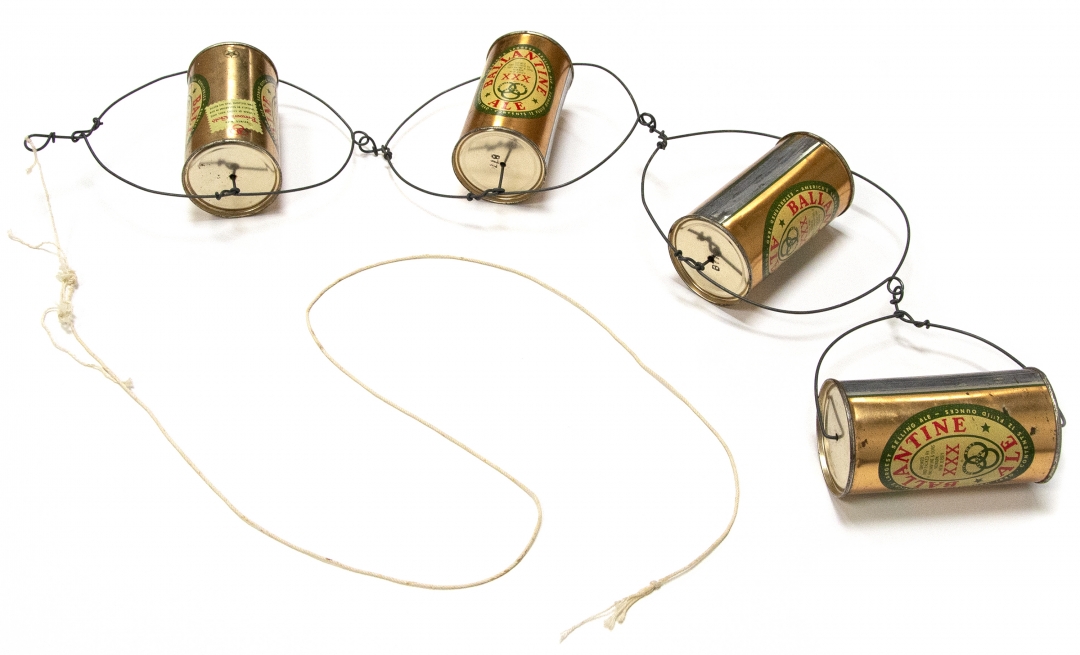 Alexander Calder, <i>Untitled (Pull Toy)</i>, c. 1958, Tin cans and wire, 33 1/2h x 6w x 3d in