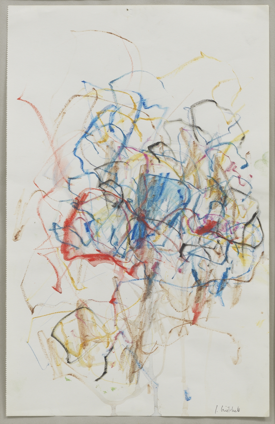 Joan Mitchell, <i>Tree</i>, c.1967, water-soluble wax crayon and wash on paper, 14 1/2 x 9 1/8 in. (36.83 x 23.18 cm)