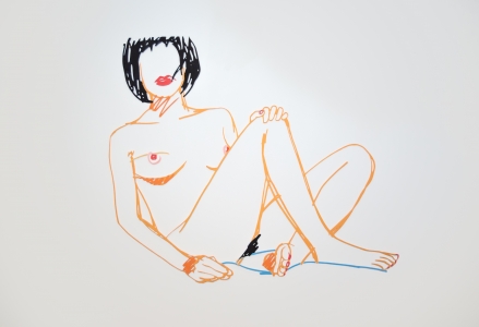 Tom Wesselmann, <i>Steel Drawing/Sitting Nude Edition, 17/25</i>, 1987, Laser cut steel multiple with enamel in colors, 27 7/8h x 29 1/4w x 1/8d in, 17 of 25, SOLD