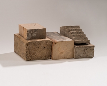 Richard Fleischner, <i>Untitled Construction</i>, 2015, wood and cast earthen plaster, 4 7/16 x 10 15/16 x 7 1/2 (11.3 x 28 x 19 cm)
