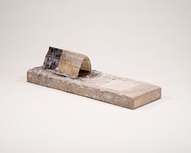 Richard Fleischner, <i>Untitled Construction</i>, 2015, plaster, paper, pigmented beeswax, ash, 3 x 4 1/8 x 12 1/8 inches (7.6 x 10.4 x 30.8 cm)