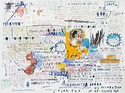Jean-Michel Basquiat, <i>50 Cent Piece</i>, 1982-83/2019, screenprint, 29 x 39 1/2 in (73.7 x 100.3 cm), 32/60