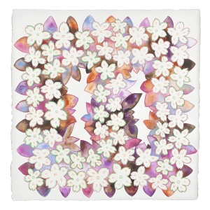 Brian Michael Reed, <i>Purple Cherry Blossom Square</i>, 2018, Watercolor on paper, 26x26 in