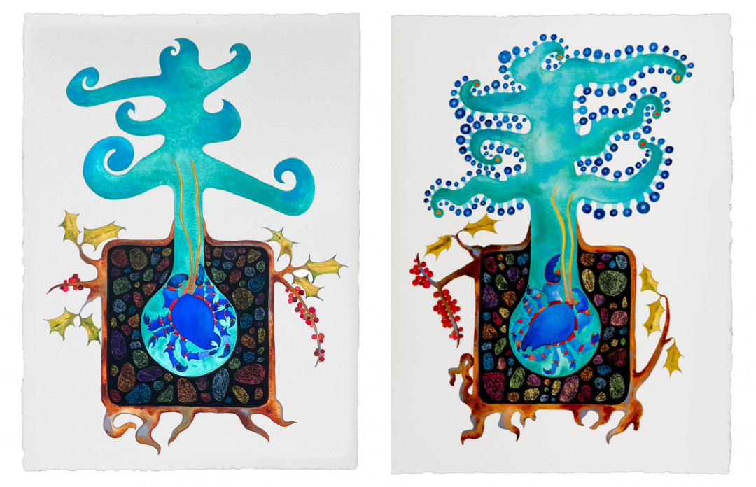 Brian Michael Reed, <i>Creator of the Holly River Diptych, 2022</i>, 2022, Watercolor on handmade paper, 30x22 in (76x 56 cm)